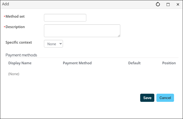 Creating the payment method set