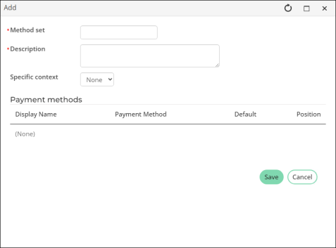 Creating the payment method set