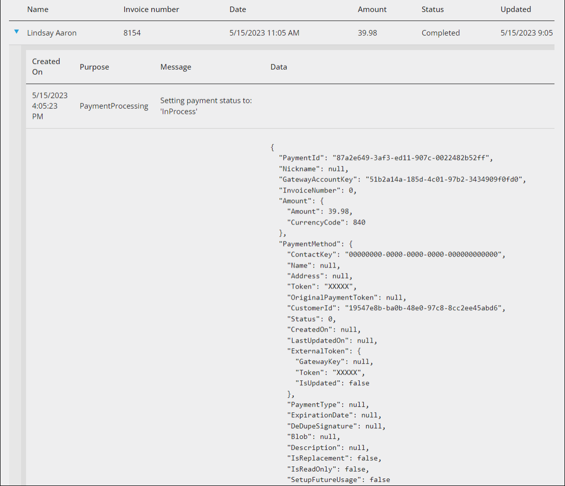 Reviewing the details of a pay central transaction