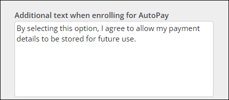 Entering Additional text when enrolling for AutoPay 