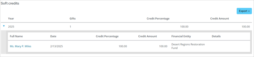 Soft  credit  area on account page