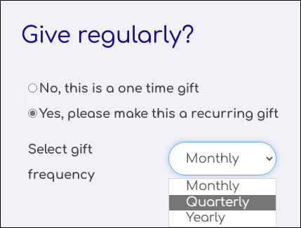 Selecting a gift frequency