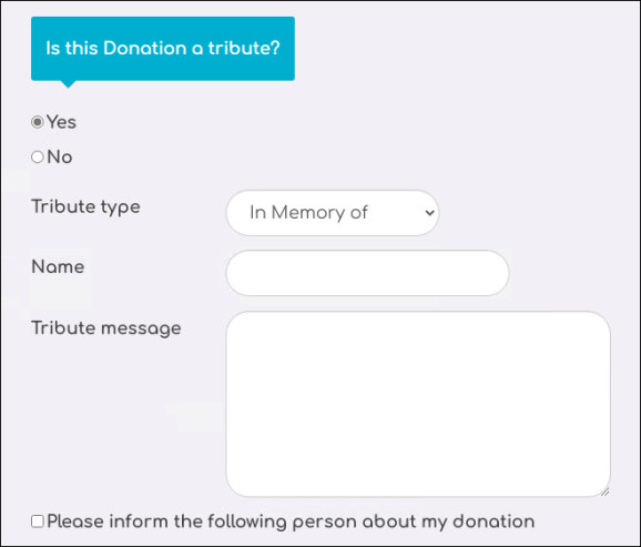 Specifying a gift as a tribute donation