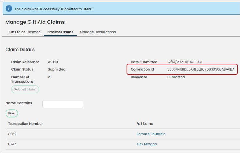 Claim submitted successfully