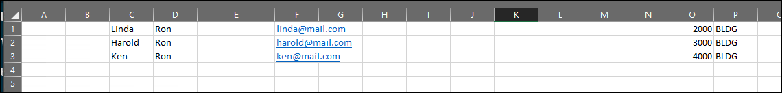 Example spreadsheet with no iMIS IDs