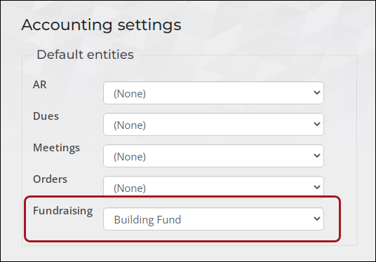 Fundraising default financial entity