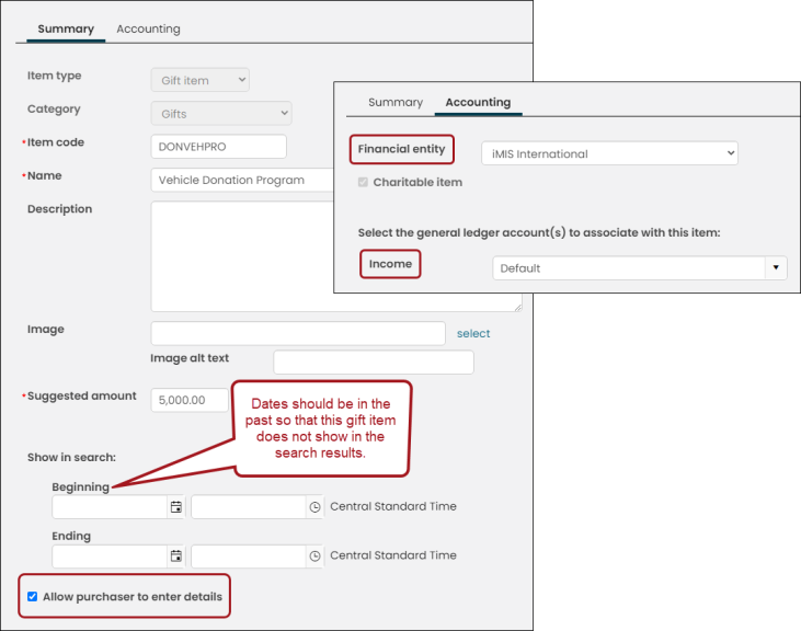 Product configuration