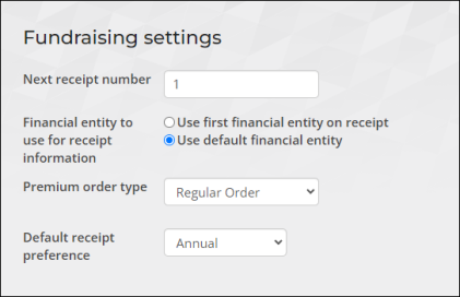 Viewing Fundraising settings