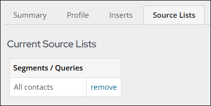 The Source lists tab of the source code displays the source list added in step nine.