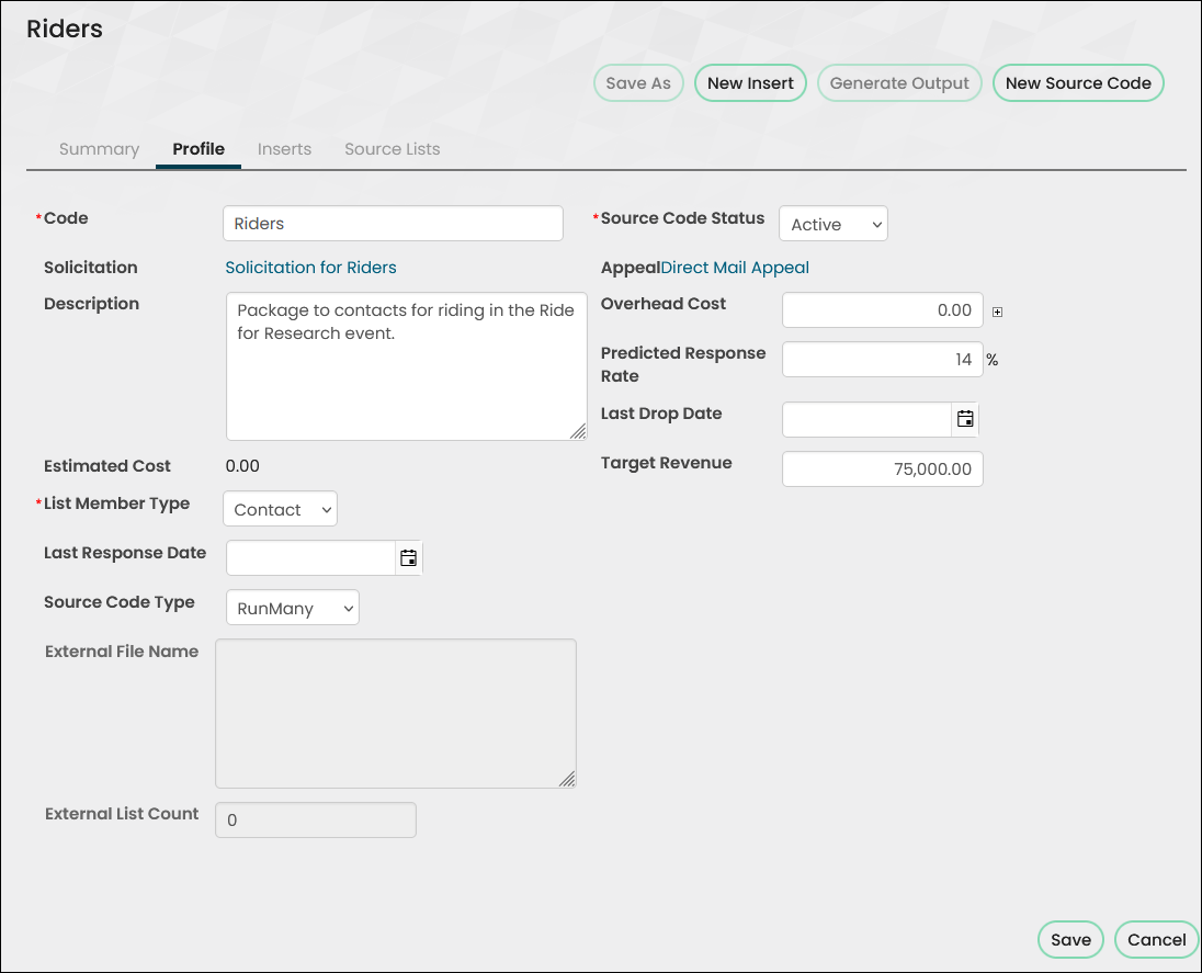 The Profile tab for the Riders source code contains the detailes outlined in step eight.