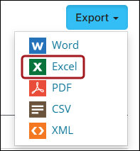 Choosing Excel from the Export drop-down for an IQA query