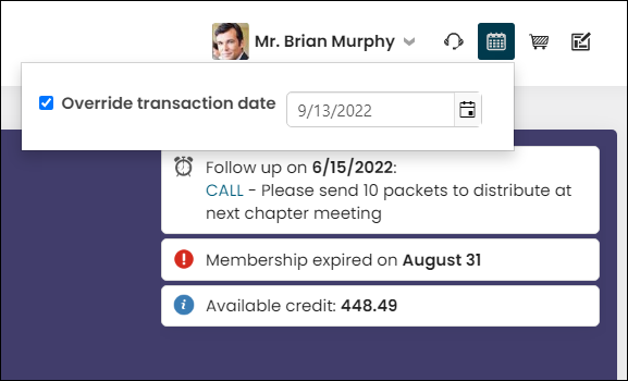 Overriding the transaction date