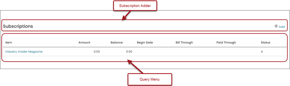 Clarifying which is the subscription adder and which is the query menu