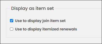 Enabling the "used to display join item set" setting