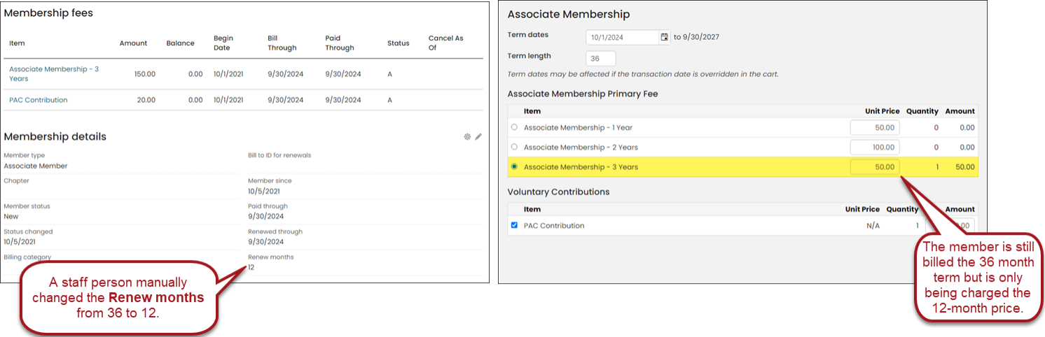 Incorrectly changing the renew months field