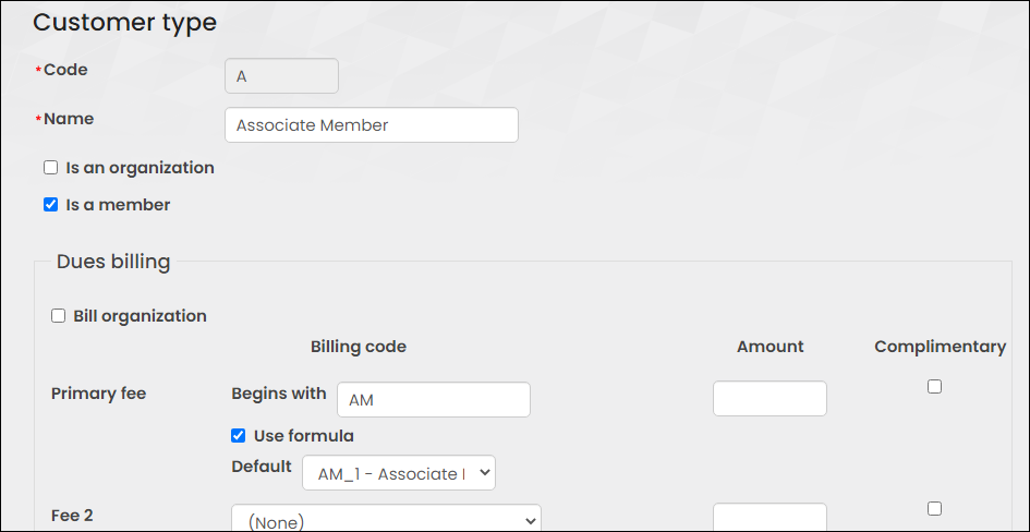 Configuring the customer type to use a formula