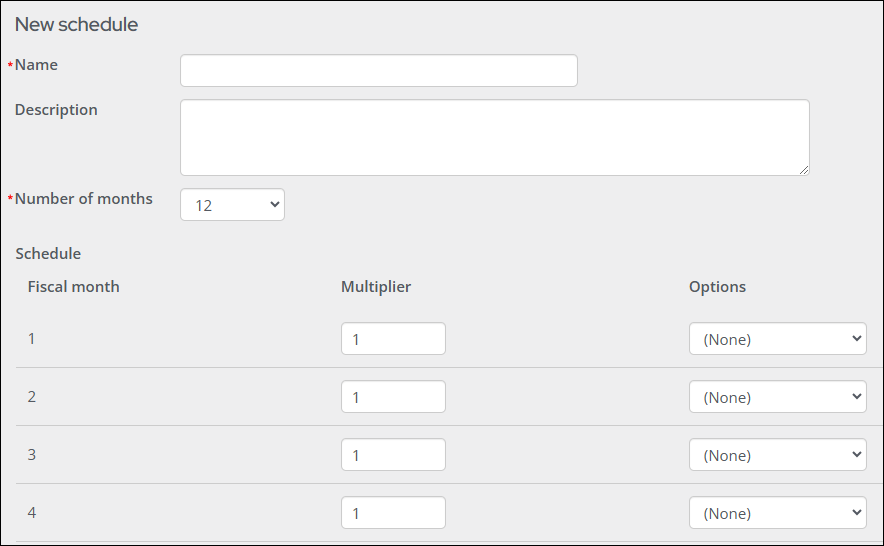 Creating a new schedule for prorating