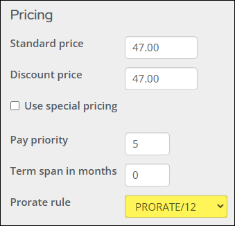 Selecting the prorate rule