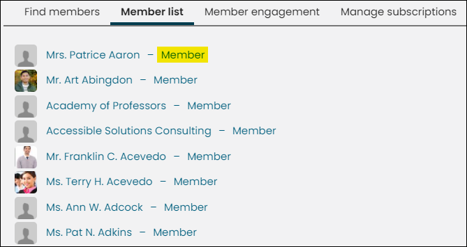 Selecting member next to a members name