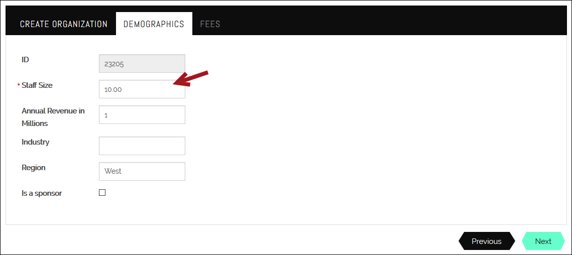 Updating the staff size in the demographics panel