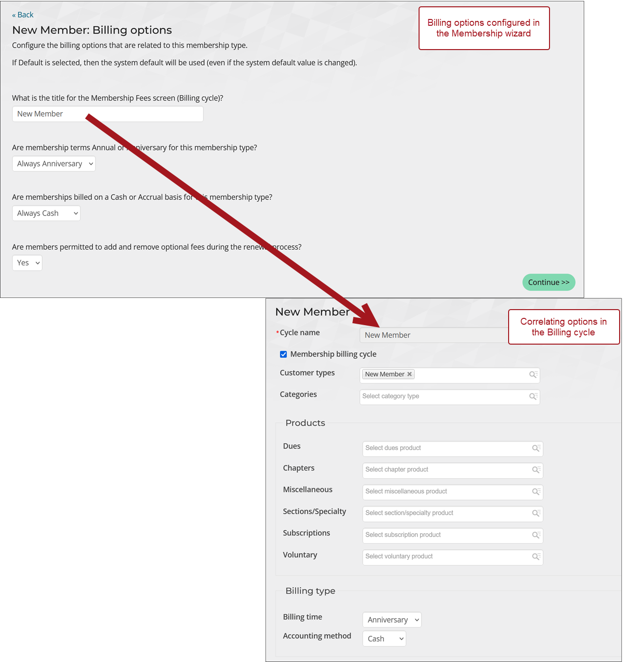 Configuring the billing options