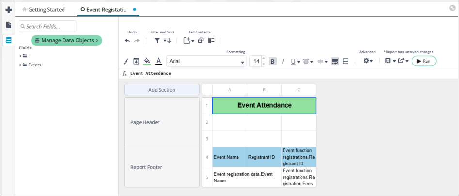 Viewing a CrossTab report example