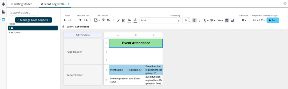 Viewing a CrossTab report example