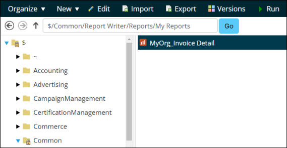 Locating the previously copied report
