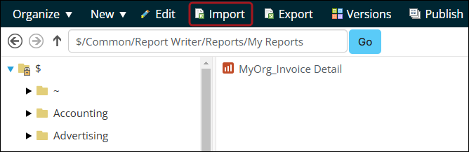 Importing a Report Writer report