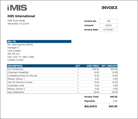 Viewing the Invoice Attachment report example