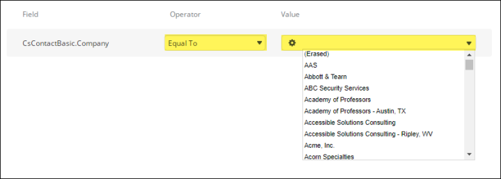 Viewing the simplified filter window