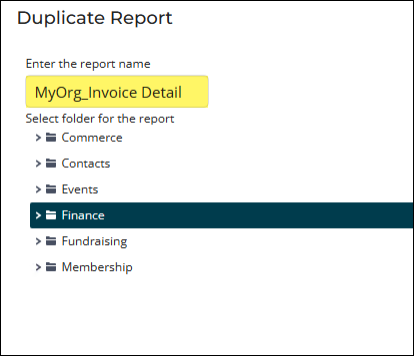 Adding the report to a folder