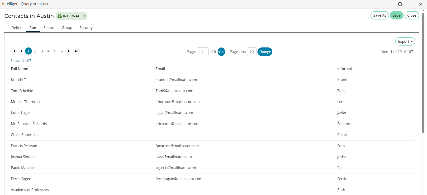 Running the query