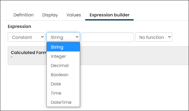 Selecting a data type