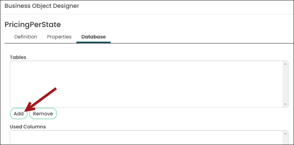 Adding a new table to the Business Object Designer