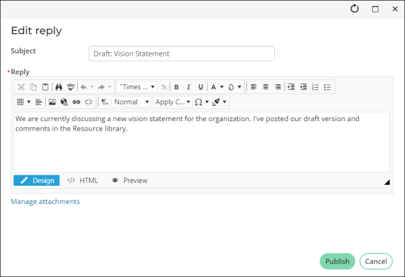 Viewing a Comment Configuration content item example