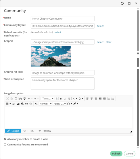 Viewing a Community Configuration content item example