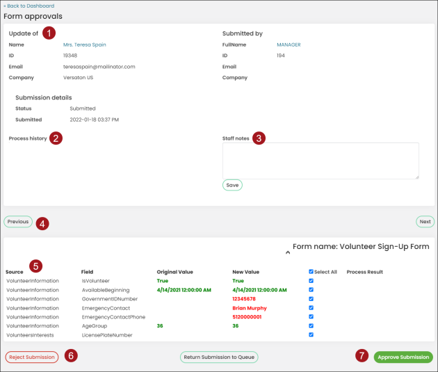 Viewing form approvals