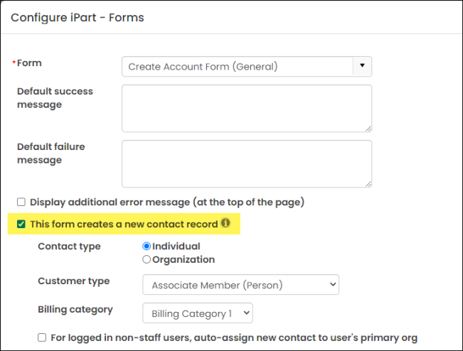 Enabling this form creates a new contact record