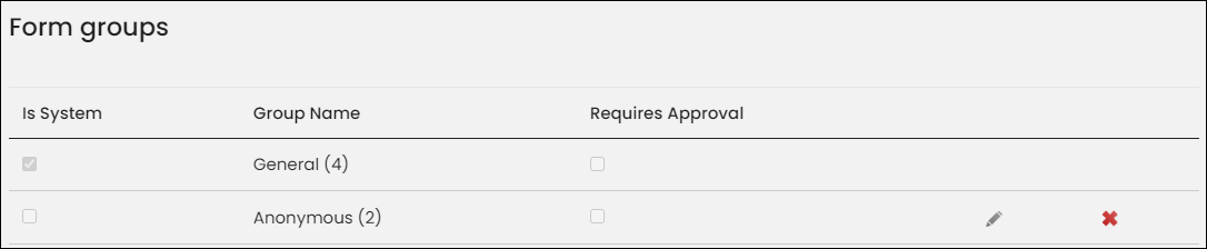 Viewing a forms groups example