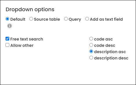 Viewing drop-down options