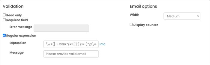 Viewing email options