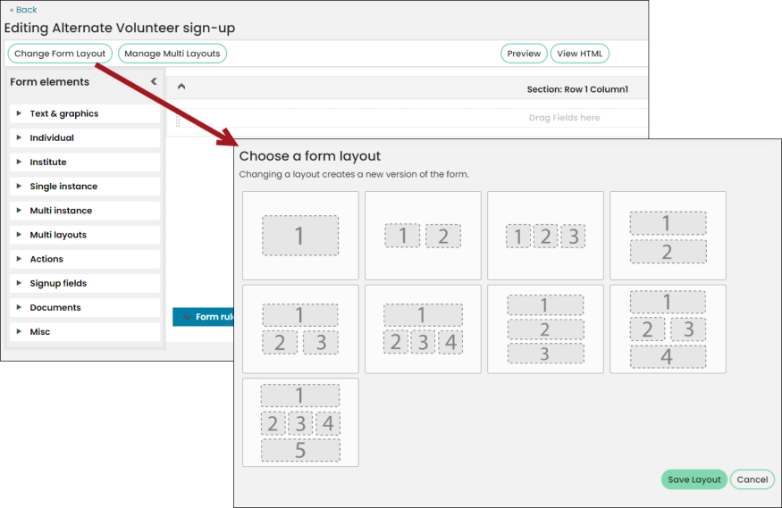 Changing the form layout