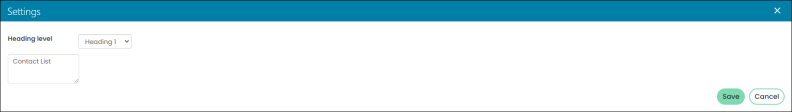 Changing the Heading level