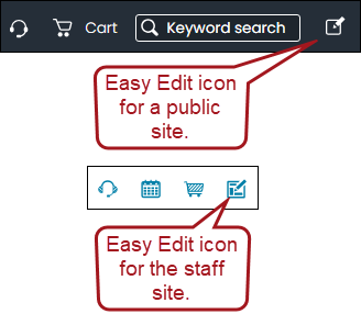 Viewing the Easy Edit icon