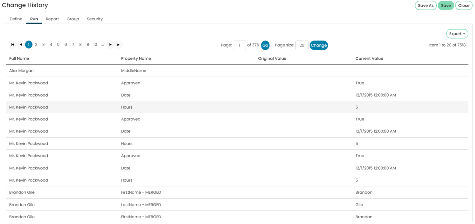 Running the query results