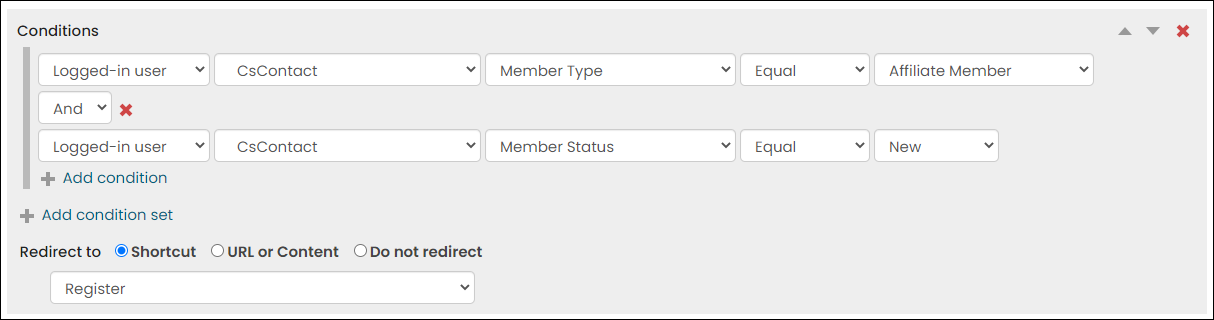 Redirecting a contact based on their member type and status