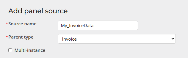 Adding an invoice panel source