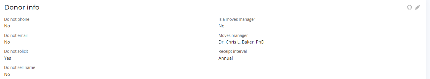 Viewing a DonorData panel example