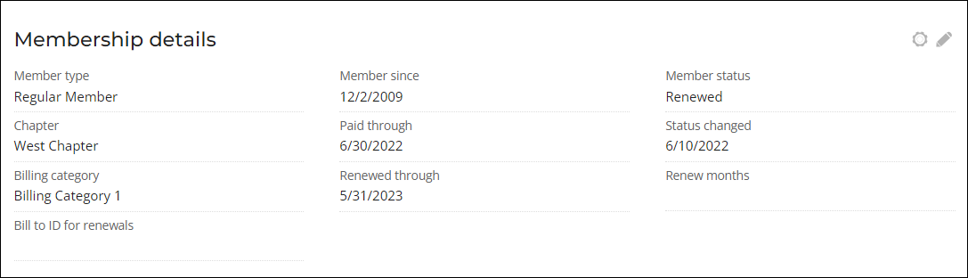 Viewing a Membership panel example